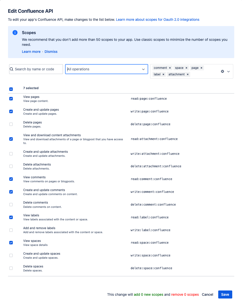 Edit Confluence scopes